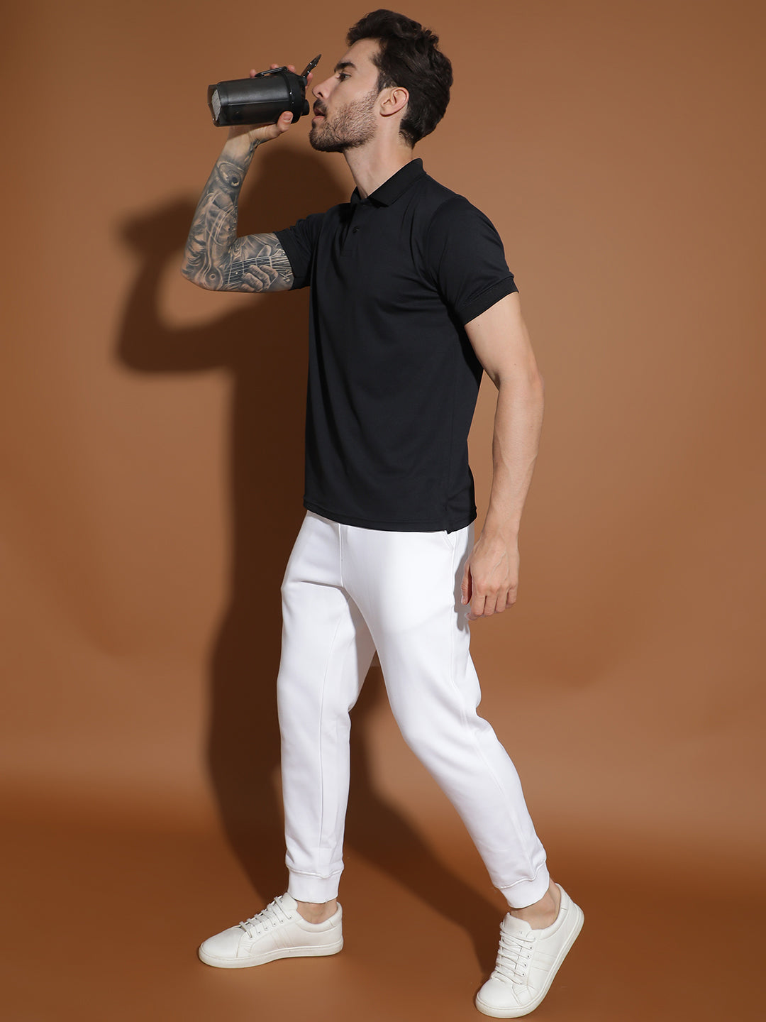 Dryfit Micro Polyester Textured Polo Neck Slim Fit Half Sleeve T-Shirt