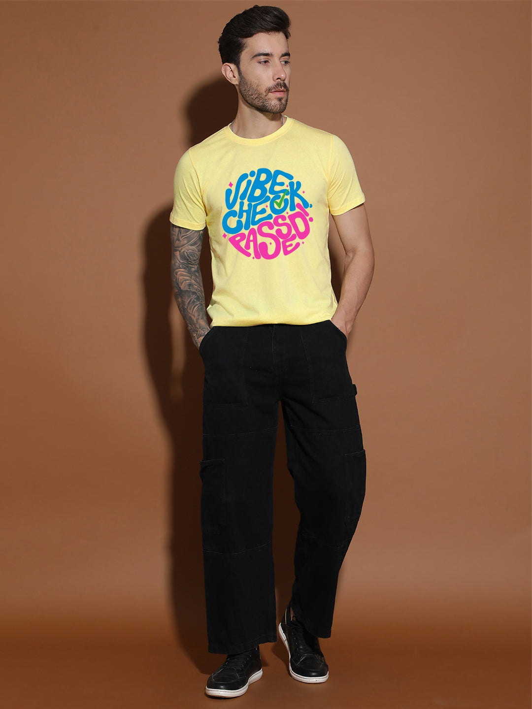 Breezer Tribe White Round Neck Cotton T-Shirt for Men | Regular Fit, Half Sleeves, Casual Printed Style