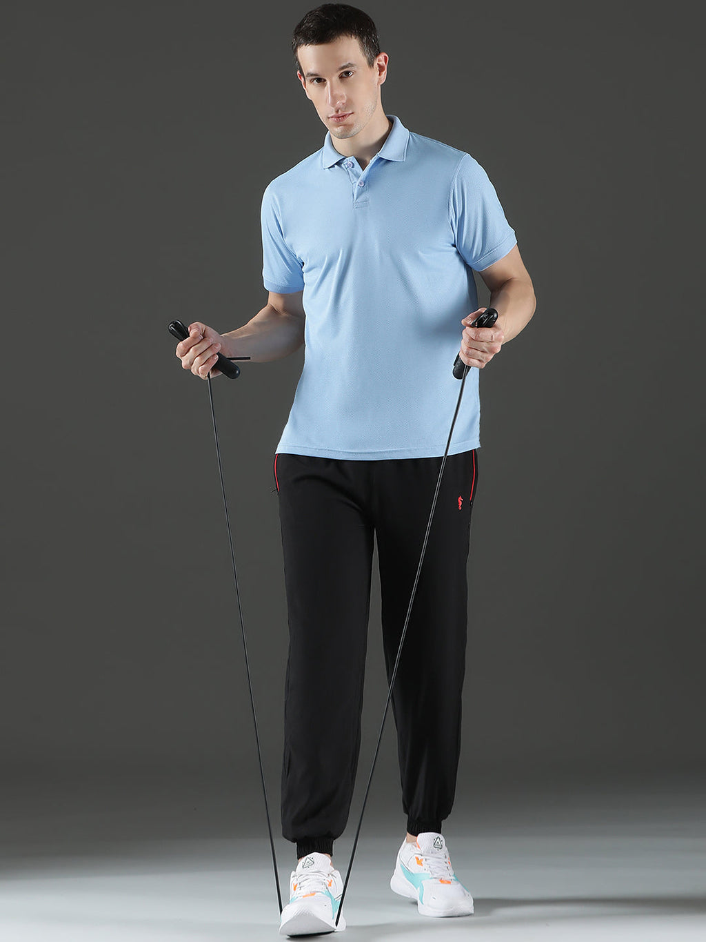 Dryfit Micro Polyester Textured Polo Neck Slim Fit Half Sleeve T-Shirt
