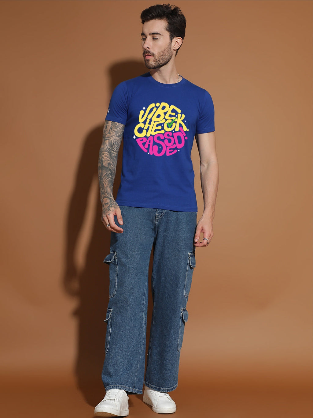 Breezer Tribe White Round Neck Cotton T-Shirt for Men | Regular Fit, Half Sleeves, Casual Printed Style