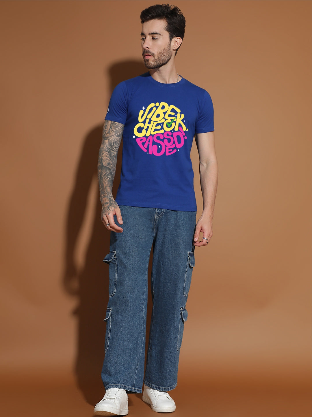 Breezer Tribe White Round Neck Cotton T-Shirt for Men | Regular Fit, Half Sleeves, Casual Printed Style