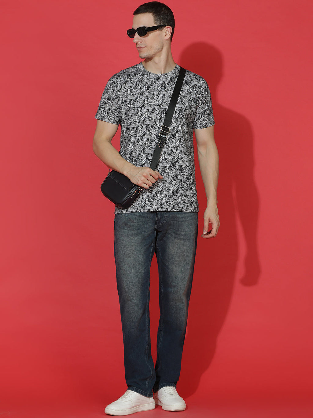 Single Jersey Round Neck Slim Fit Printed Half Sleeve T-Shirt