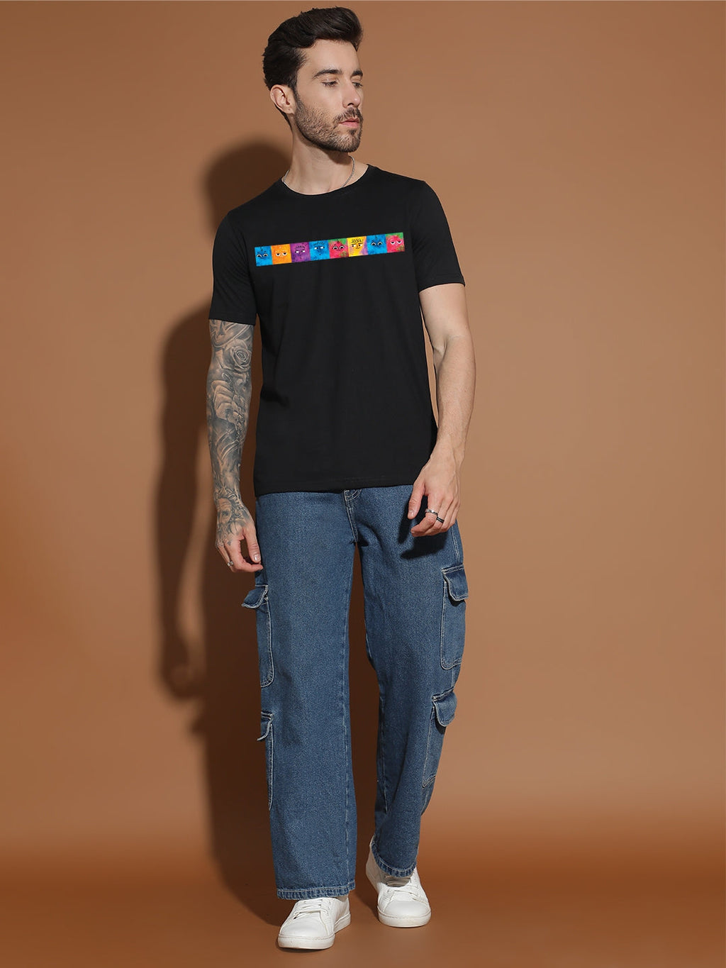 Breezer Tribe Men’s Cotton Jersey Half Sleeve Round Neck Regular Fit Printed Casual Tee