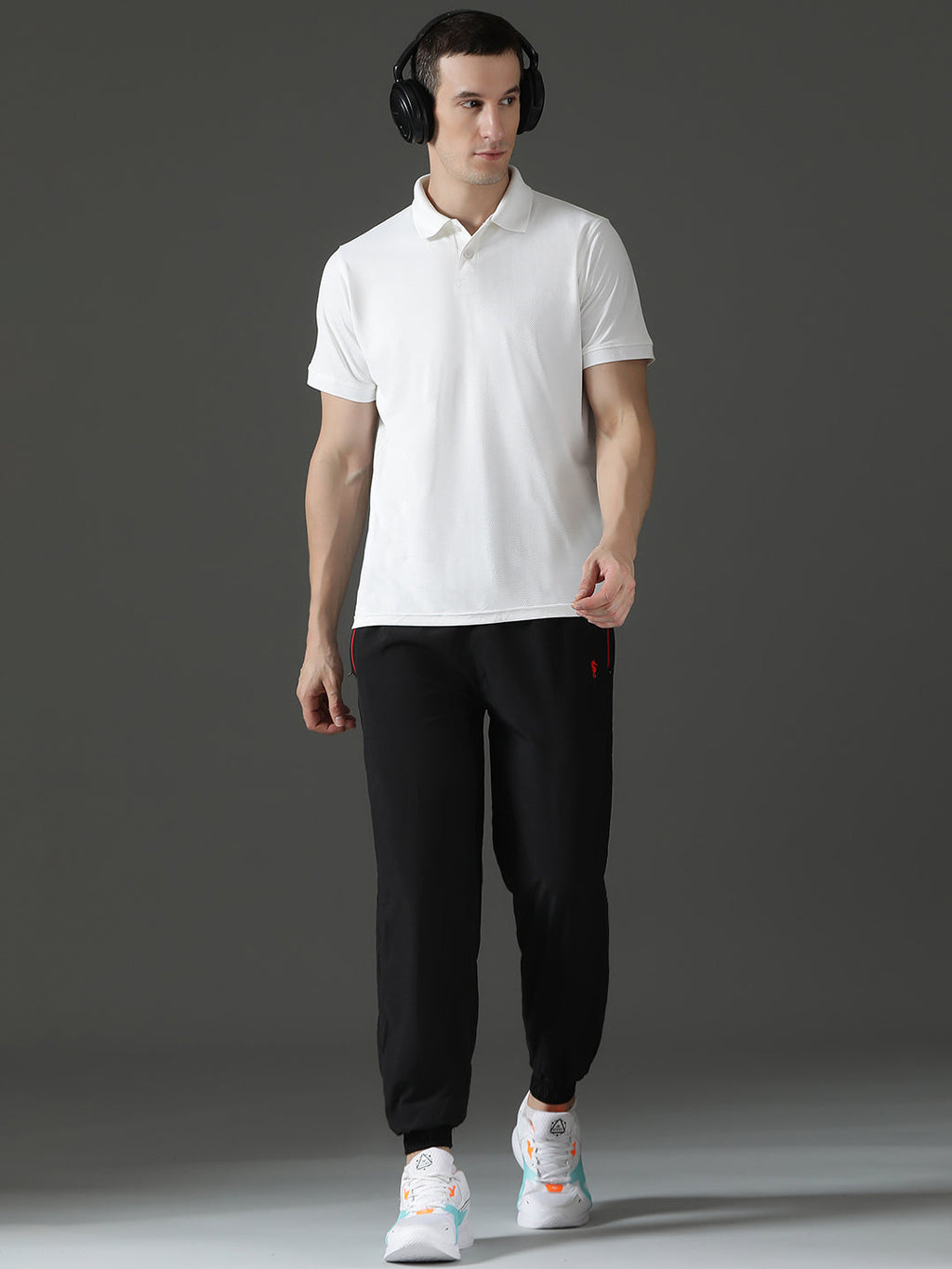 Dryfit Micro Polyester Textured Polo Neck Slim Fit Half Sleeve T-Shirt