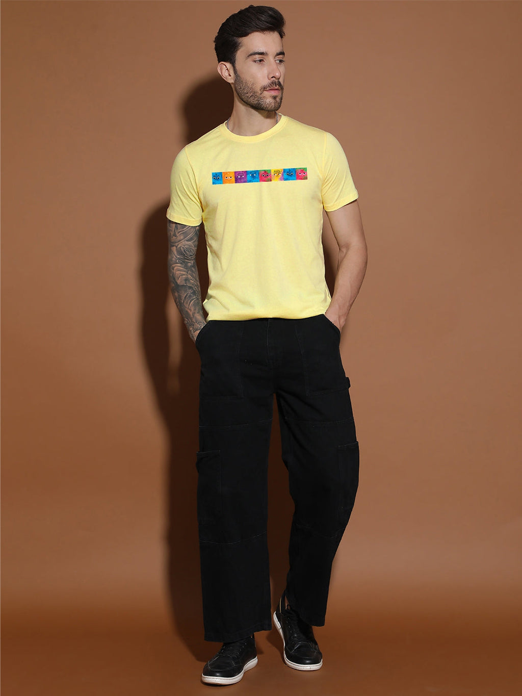 Breezer Tribe Men’s Cotton Jersey Half Sleeve Round Neck Regular Fit Printed Casual Tee