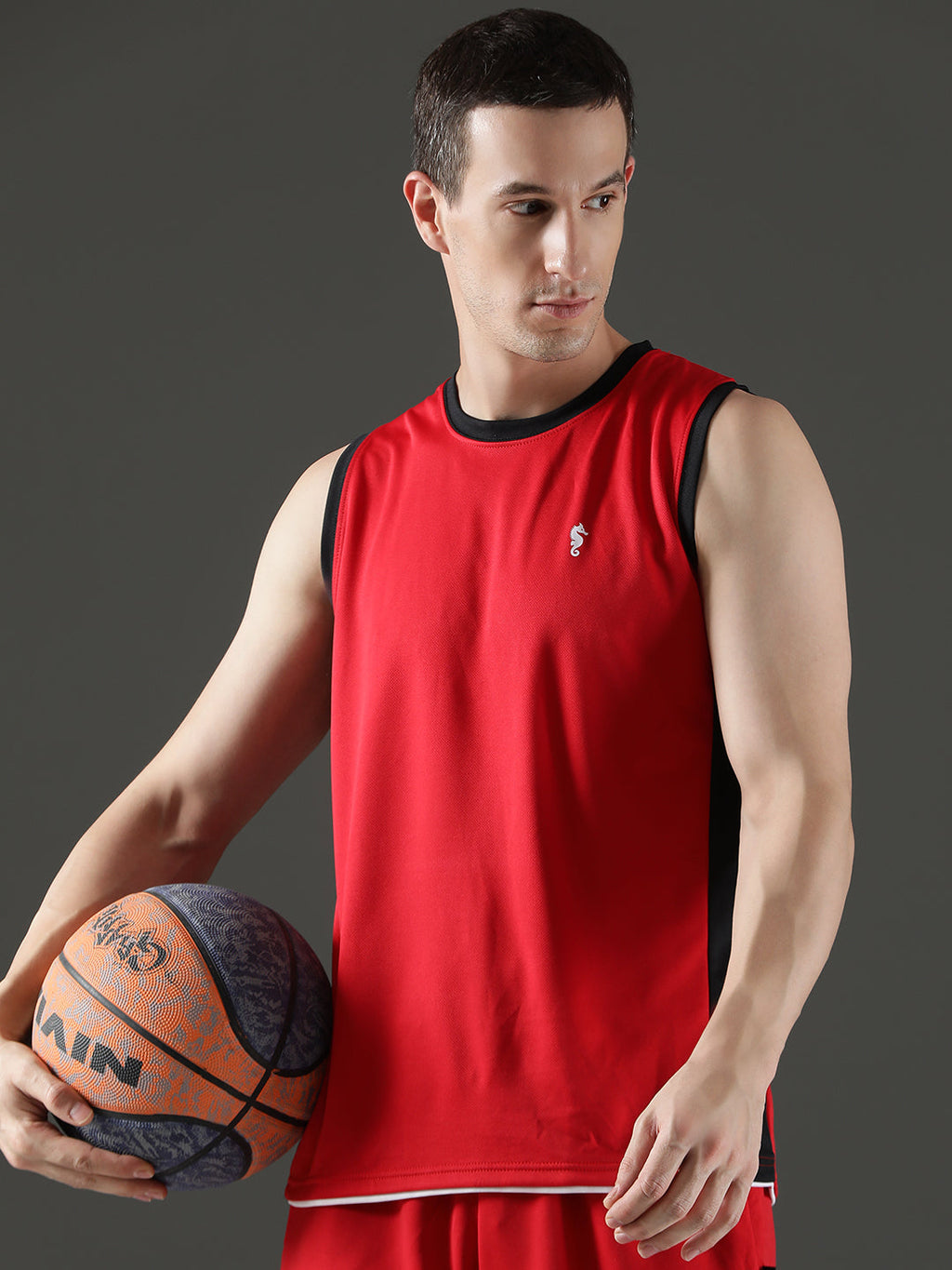 Sleeveless Round Neck Sweat Absorbing Slim Fit Co-Ord Set