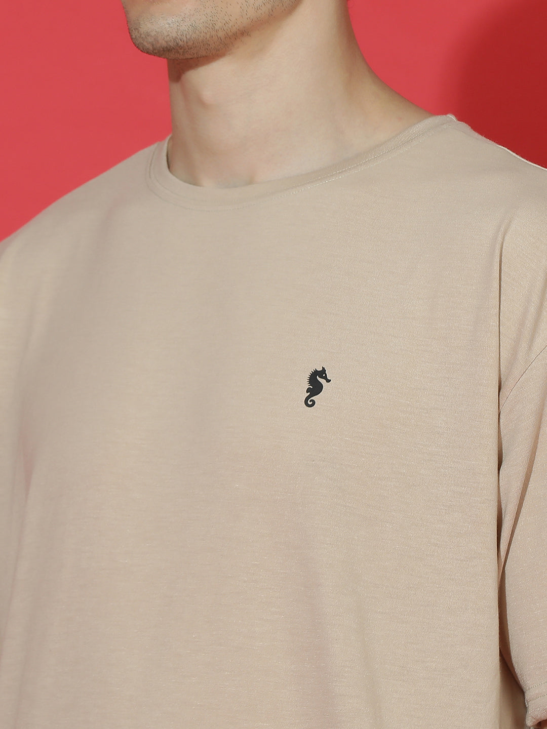 Single Jersey Oversized Round Neck Drop Shoulder Half Sleeve T-Shirt
