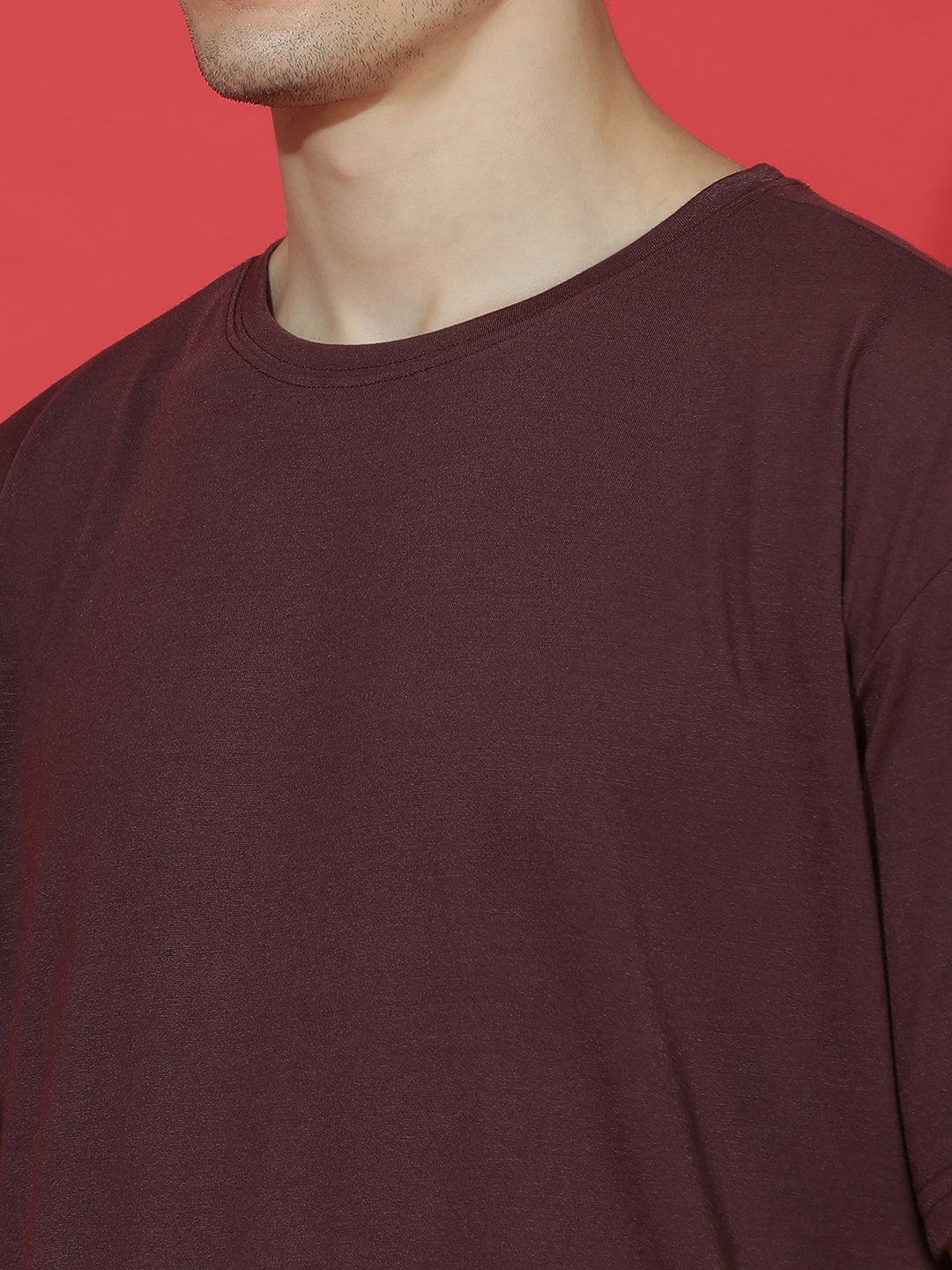 Single Jersey Oversized Round Neck Drop Shoulder Half Sleeve T-Shirt