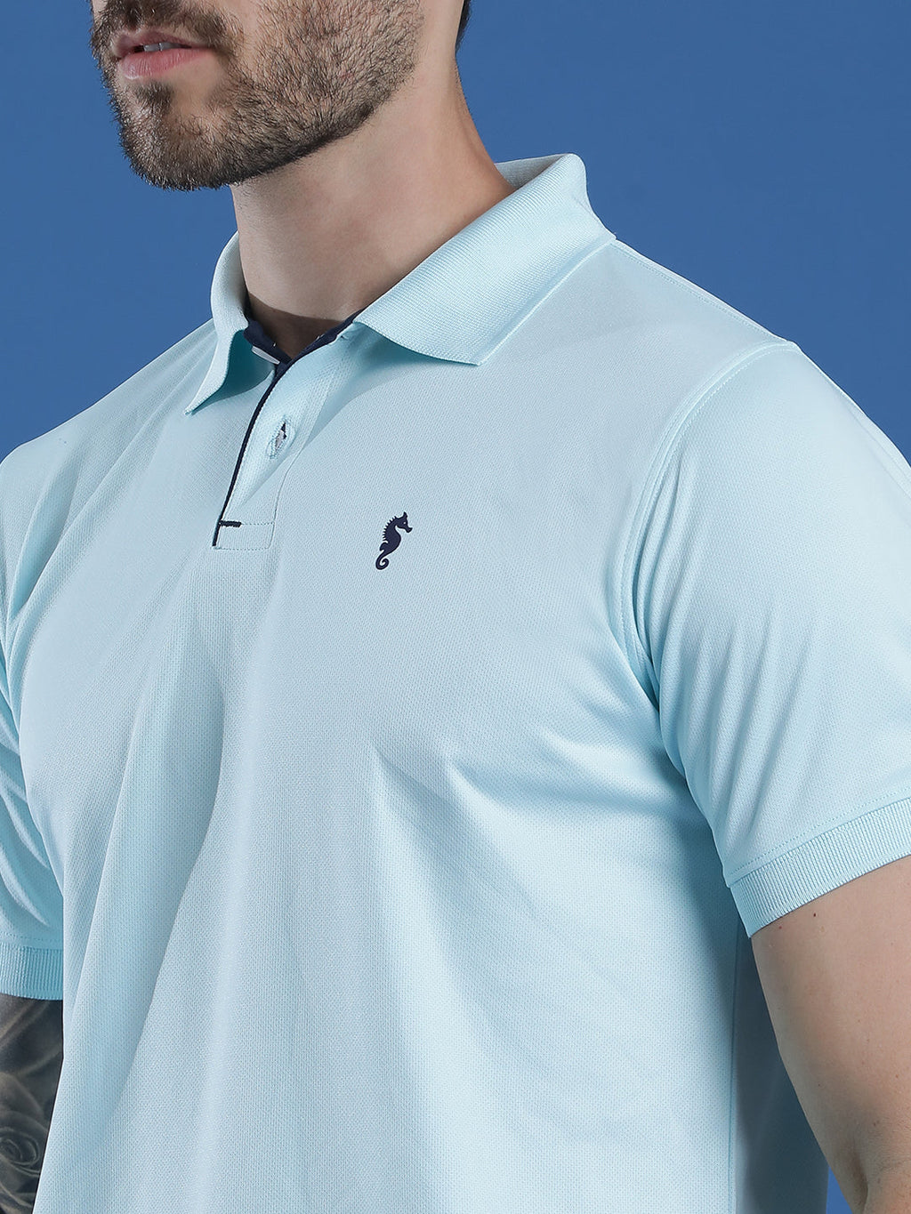 Dryfit Textured Structured Polo Neck Half Sleeve Casual T-Shirt