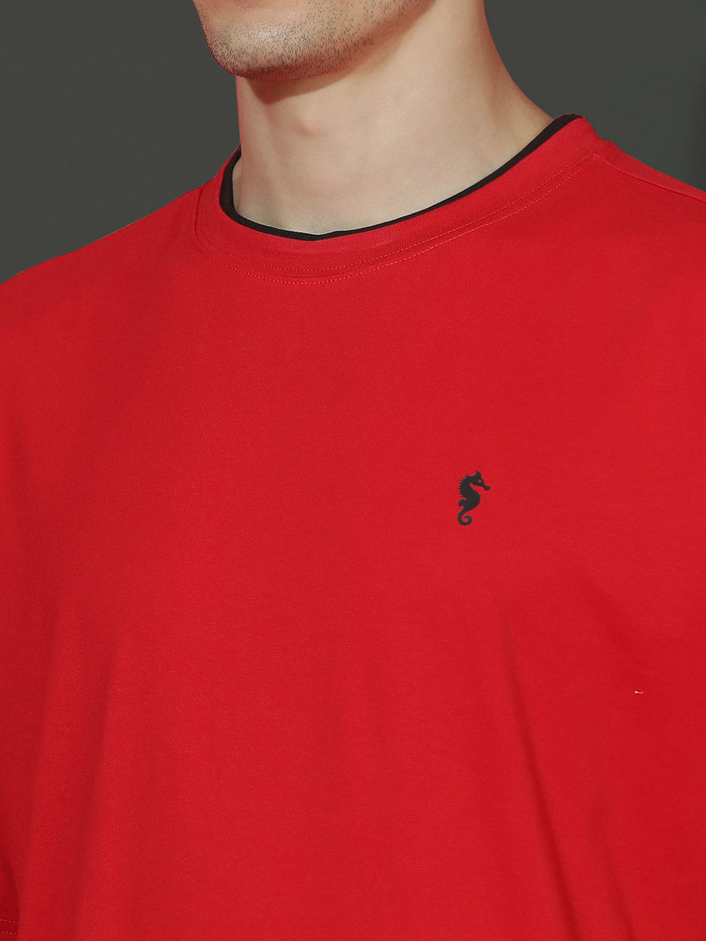Single Jersey Oversized Round Neck Drop Shoulder Half Sleeve Casual T-Shirt
