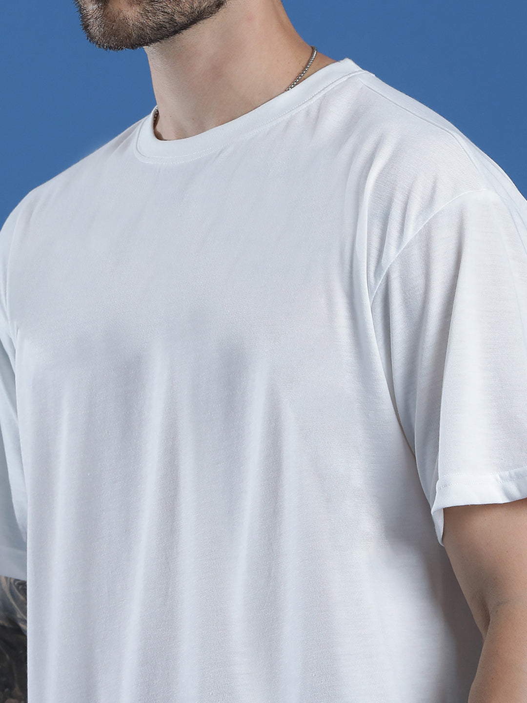 Single Jersey Oversized Round Neck Drop Shoulder Half Sleeve T-Shirt