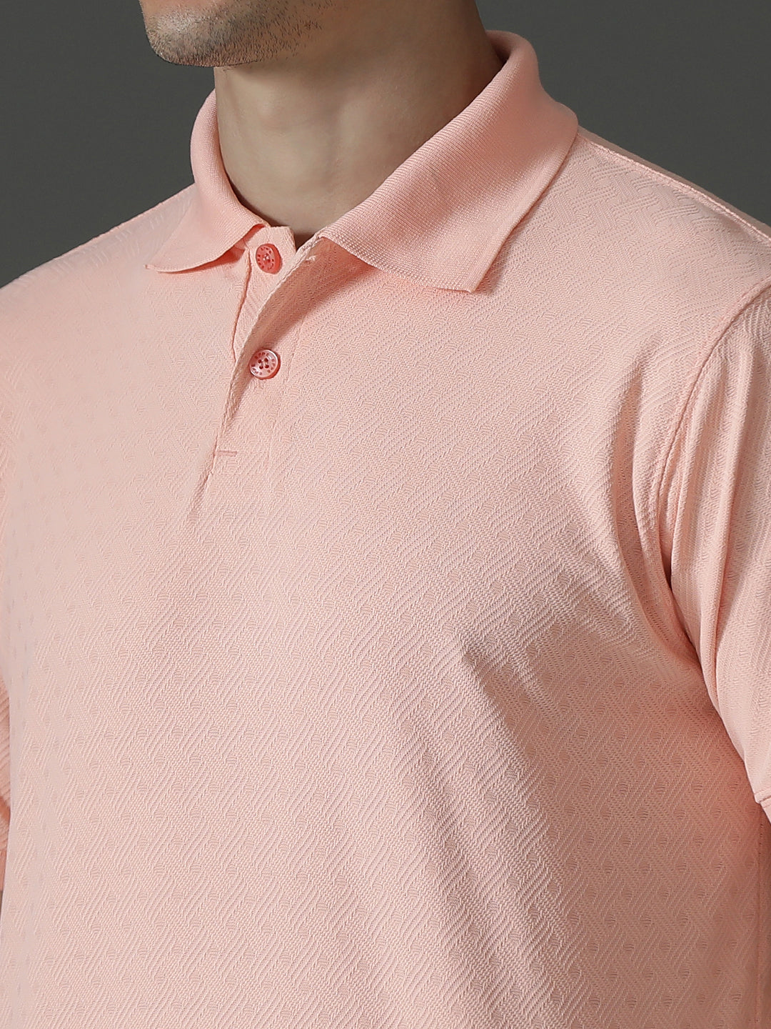Dryfit Polyester Jacquard Textured Polo Neck Half Sleeve T-Shirt