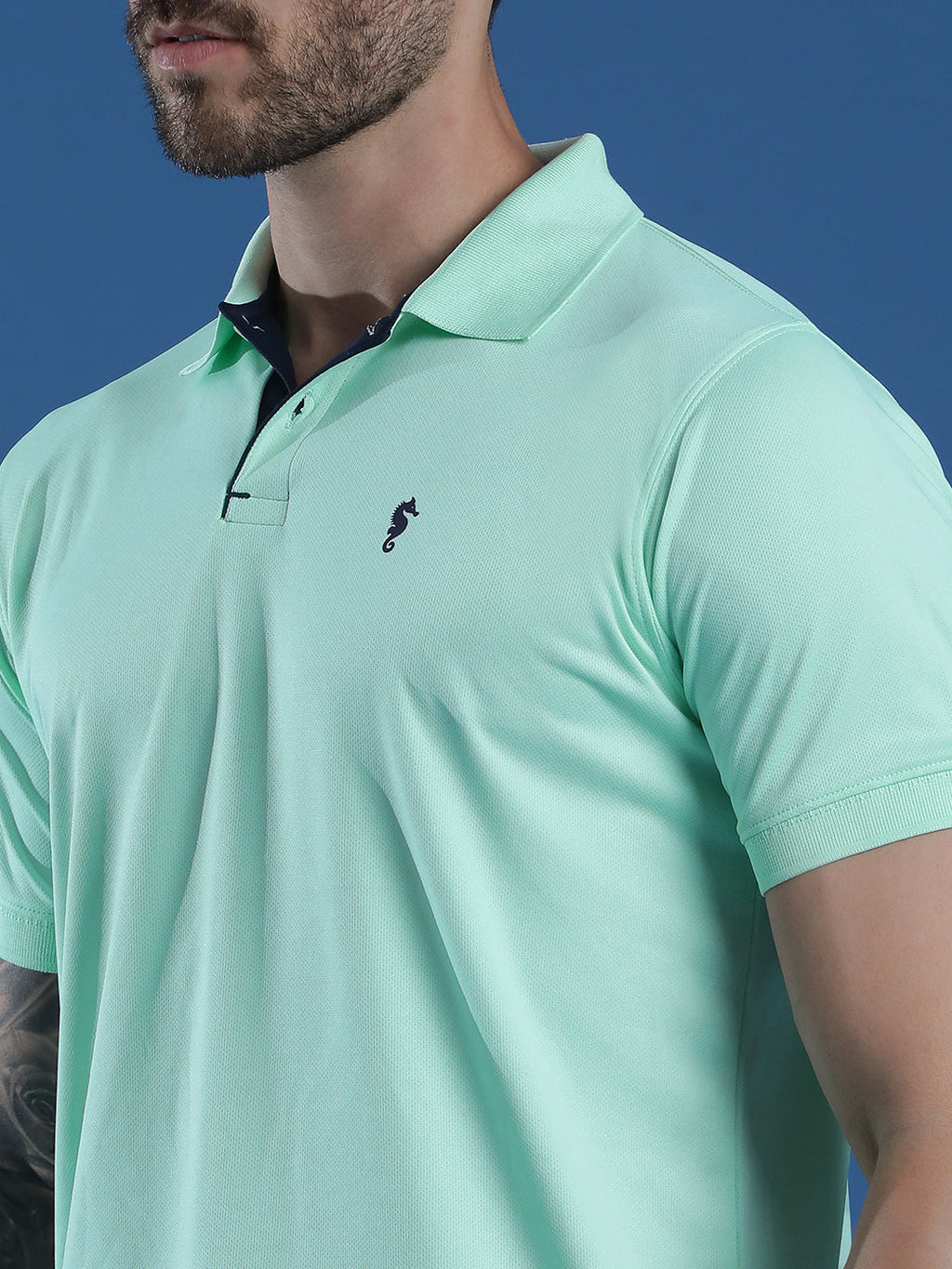 Dryfit Textured Structured Polo Neck Half Sleeve Casual T-Shirt