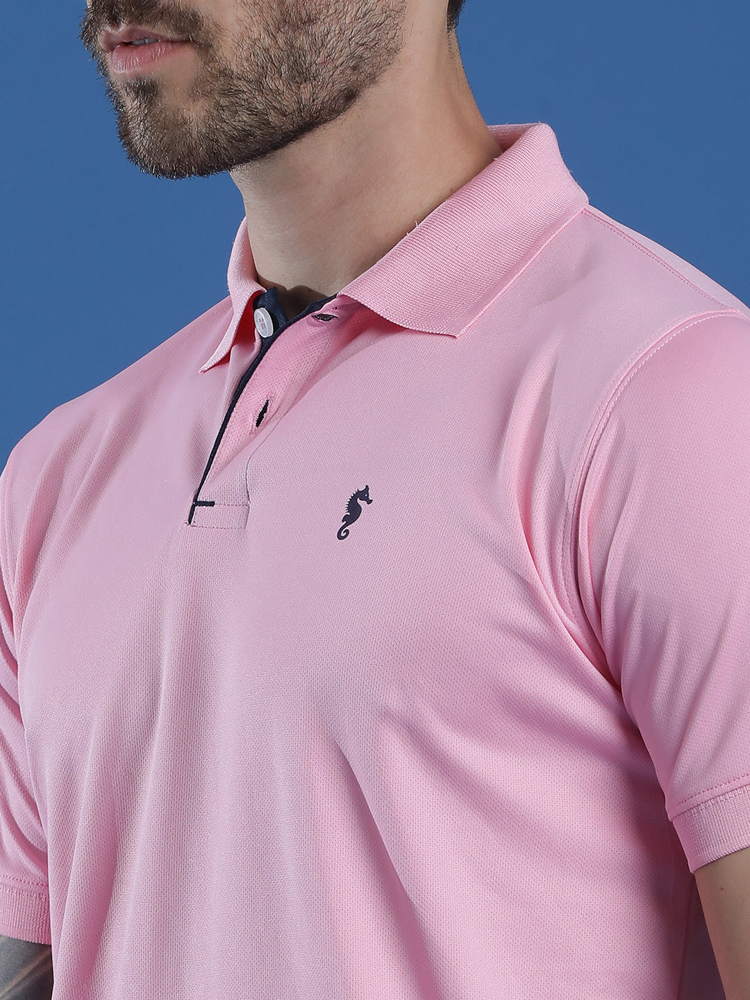 Dryfit Textured Structured Polo Neck Half Sleeve Casual T-Shirt