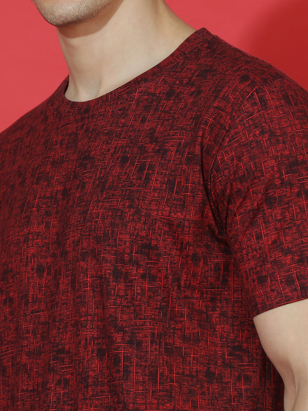 Single Jersey Round Neck Slim Fit Printed Half Sleeve T-Shirt