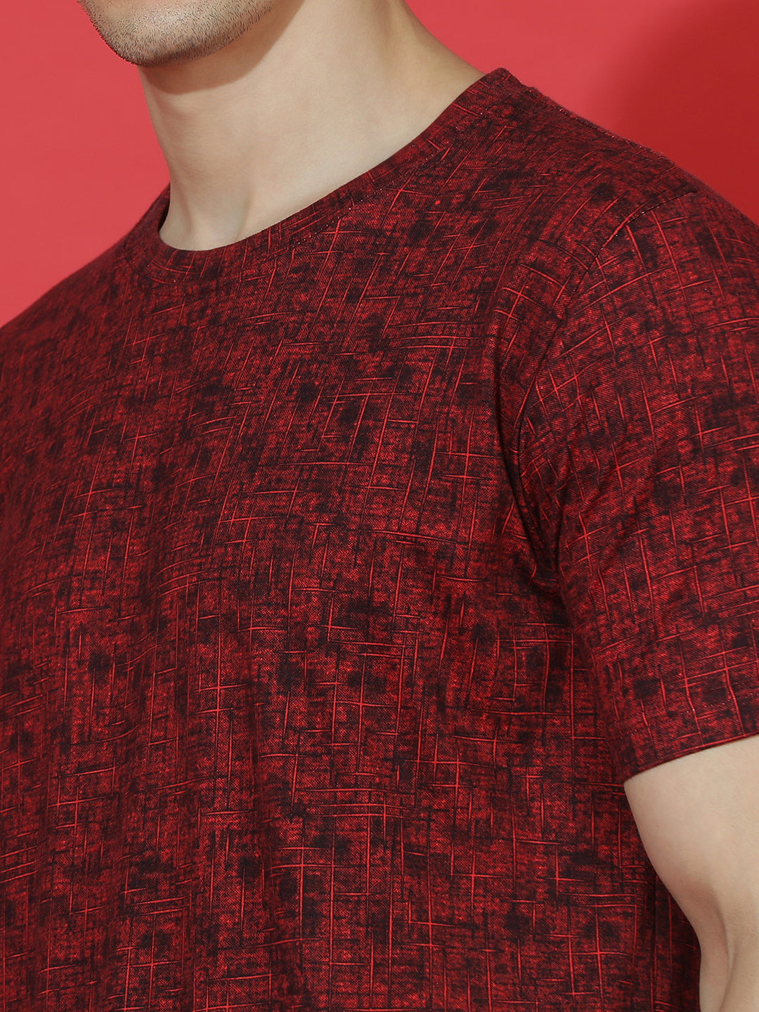 Single Jersey Round Neck Slim Fit Printed Half Sleeve T-Shirt