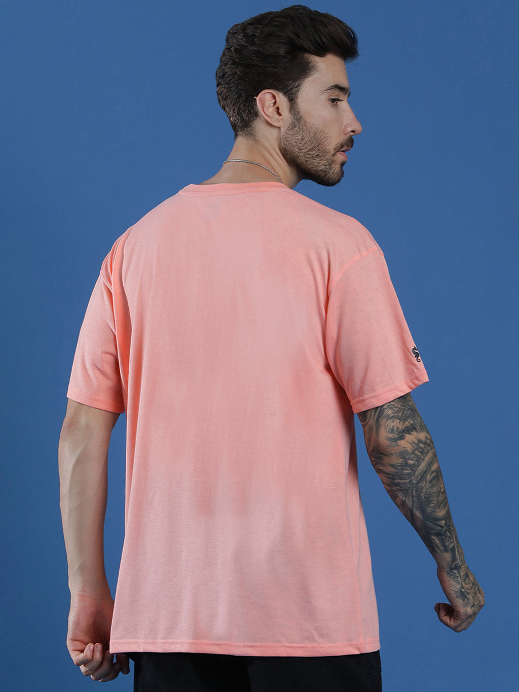 Single Jersey Oversized Round Neck Drop Shoulder Half Sleeve T-Shirt