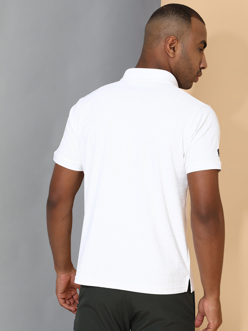 Dryfit Polyester Jacquard Textured Polo Neck Half Sleeve T-Shirt