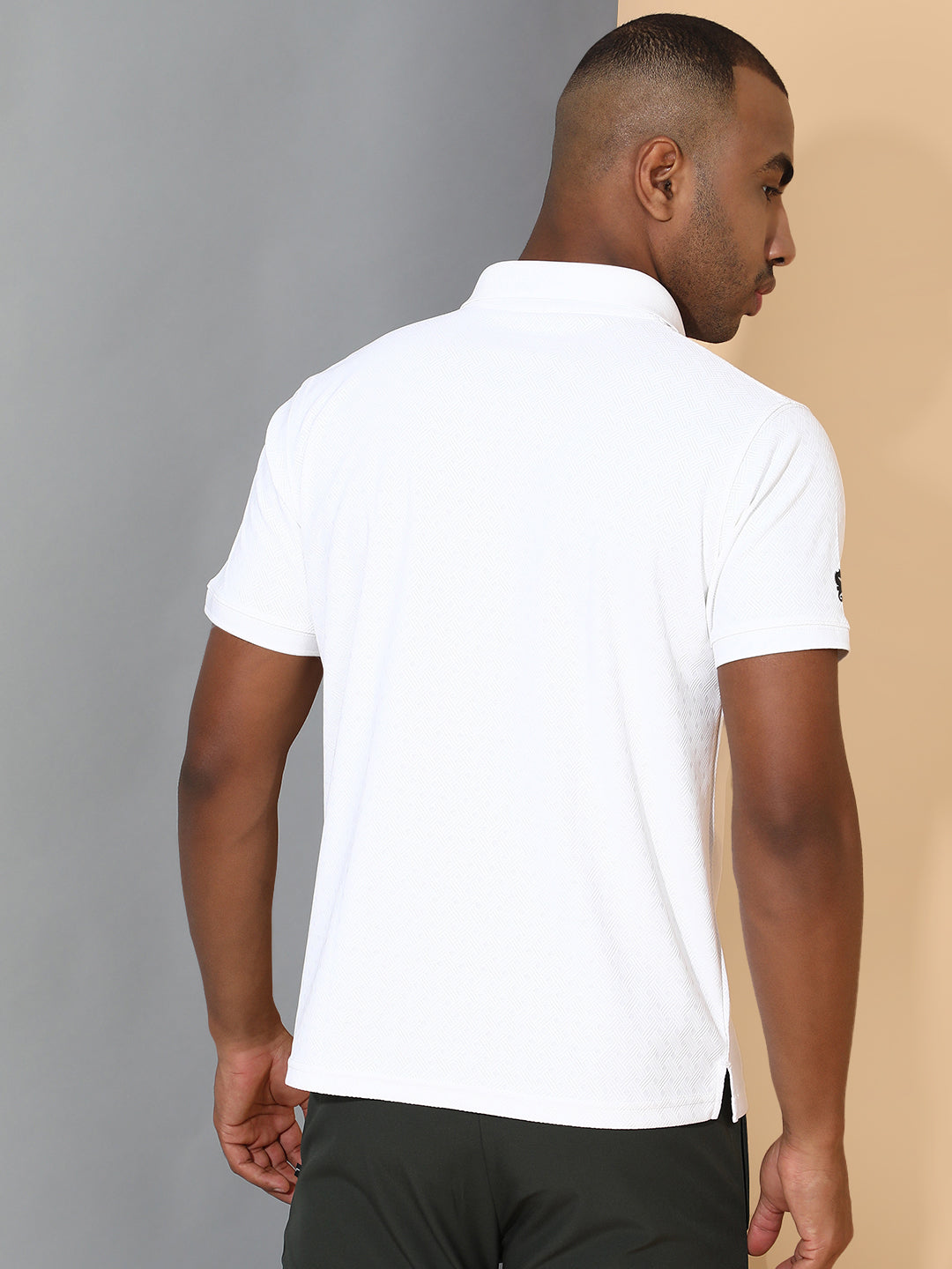 Dryfit Polyester Jacquard Textured Polo Neck Half Sleeve T-Shirt