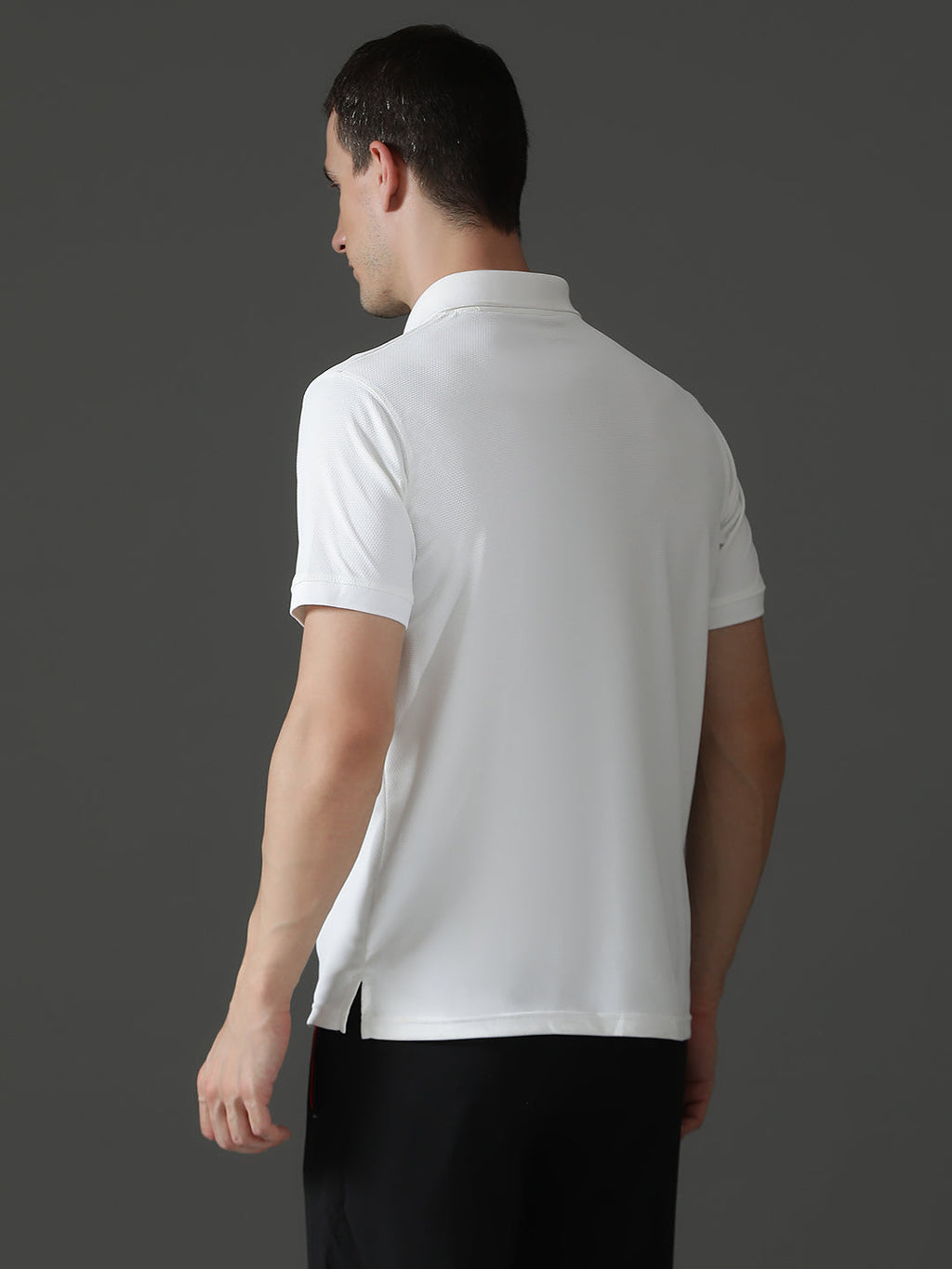 Dryfit Micro Polyester Textured Polo Neck Slim Fit Half Sleeve T-Shirt