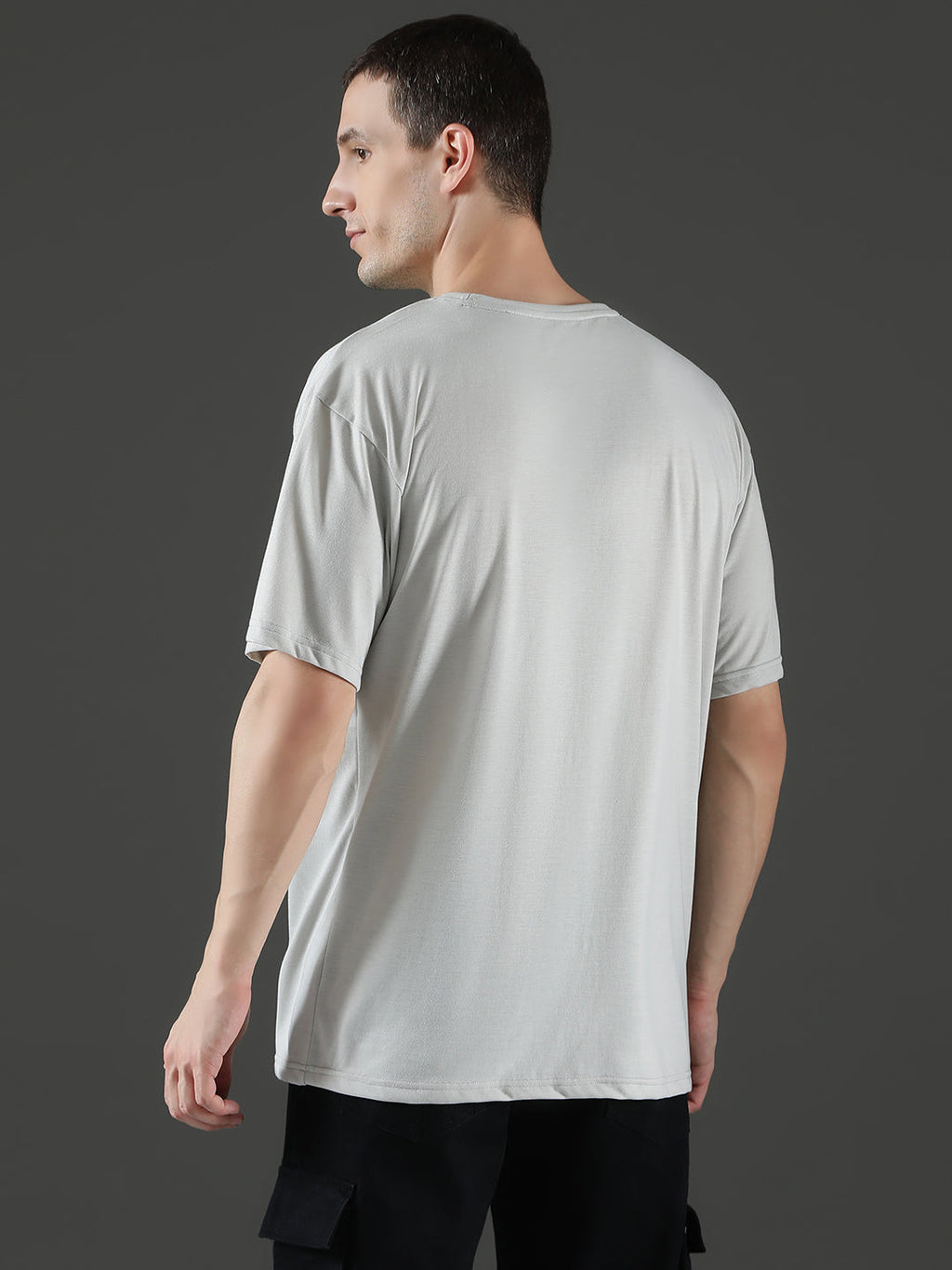 Single Jersey Oversized Round Neck Drop Shoulder Half Sleeve T-Shirt