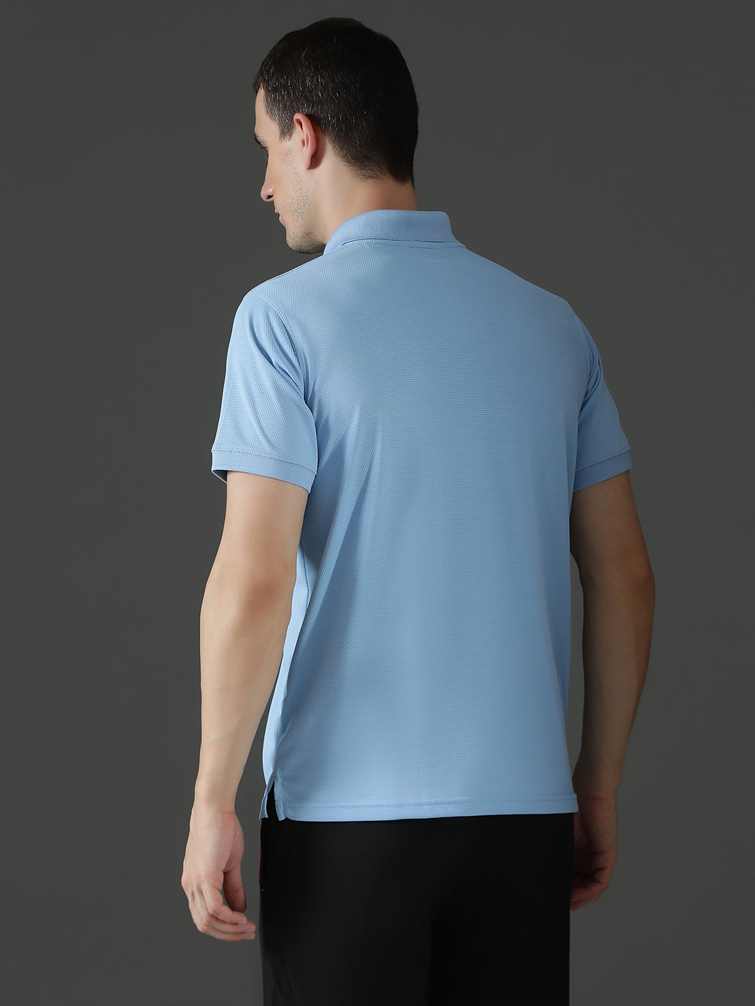 Dryfit Micro Polyester Textured Polo Neck Slim Fit Half Sleeve T-Shirt