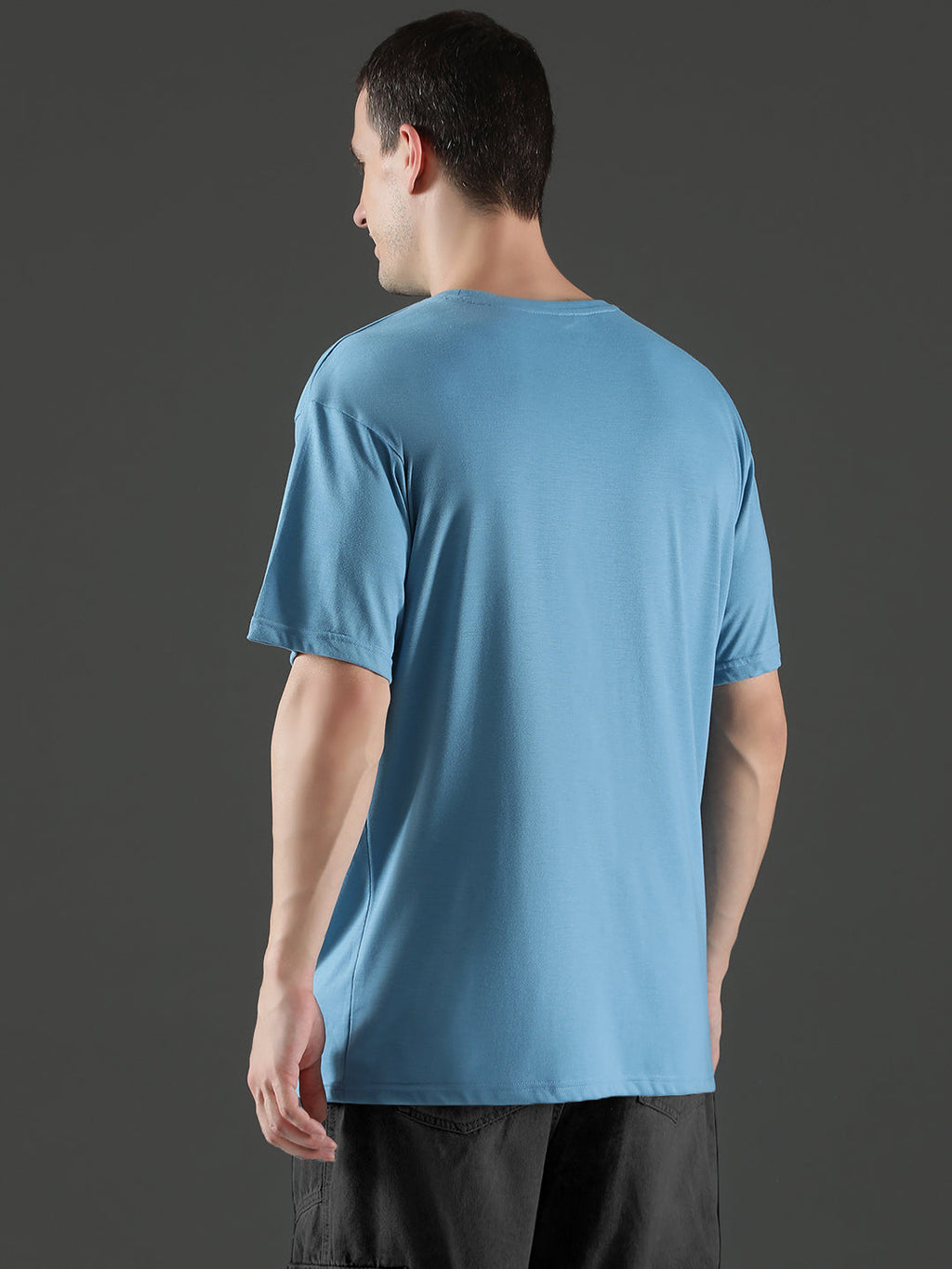 Single Jersey Oversized Round Neck Drop Shoulder Half Sleeve T-Shirt