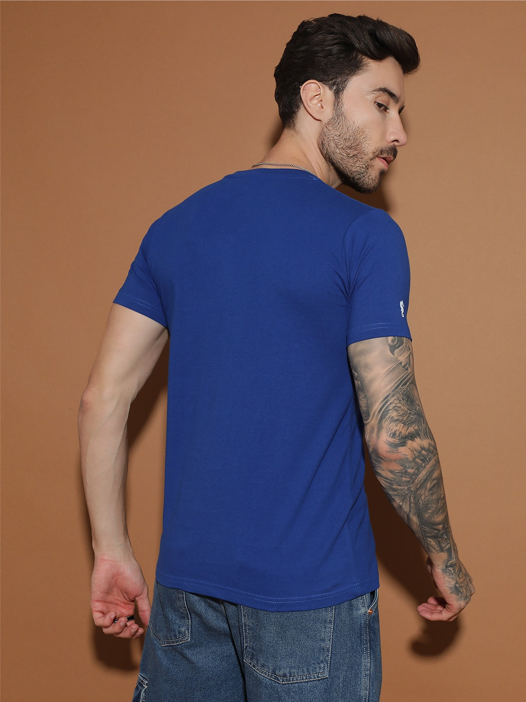 Breezer Tribe Cotton Printed Casual T-Shirt for Men | Round Neck, Half Sleeves, Regular Fit