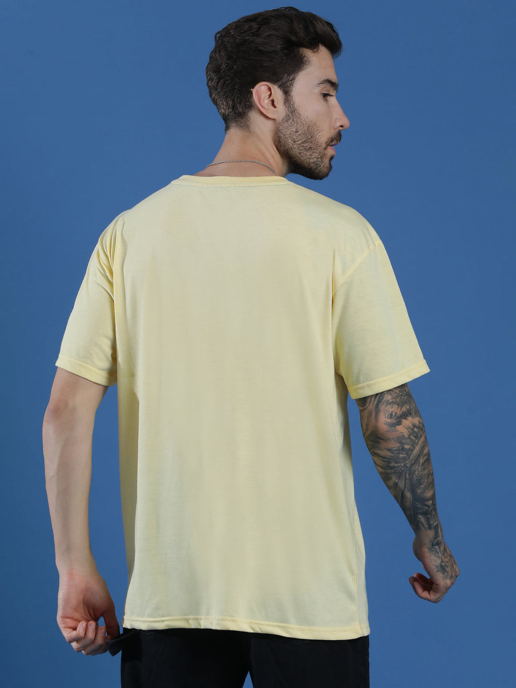Single Jersey Oversized Round Neck Drop Shoulder Half Sleeve T-Shirt