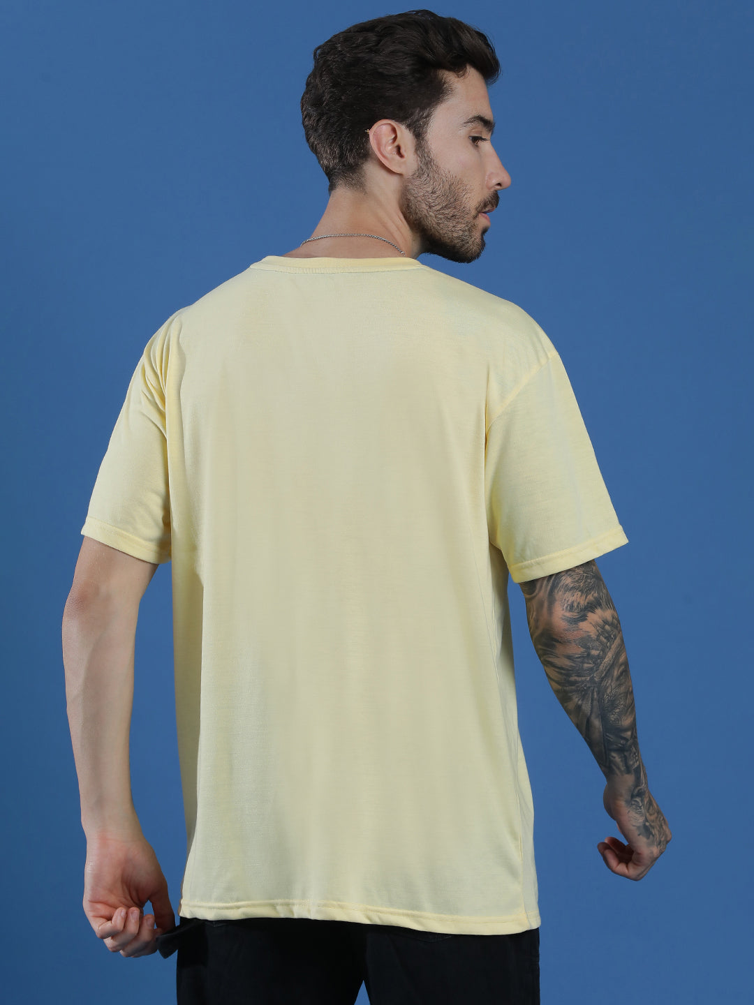 Single Jersey Oversized Round Neck Drop Shoulder Half Sleeve T-Shirt