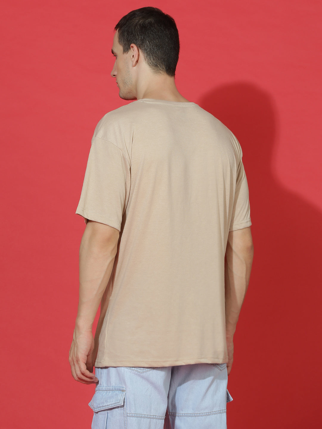 Single Jersey Oversized Round Neck Drop Shoulder Half Sleeve T-Shirt