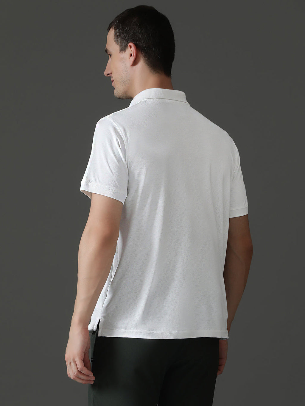 Polyester Lycra Jacquard Textured Polo Neck Half Sleeve T-Shirt