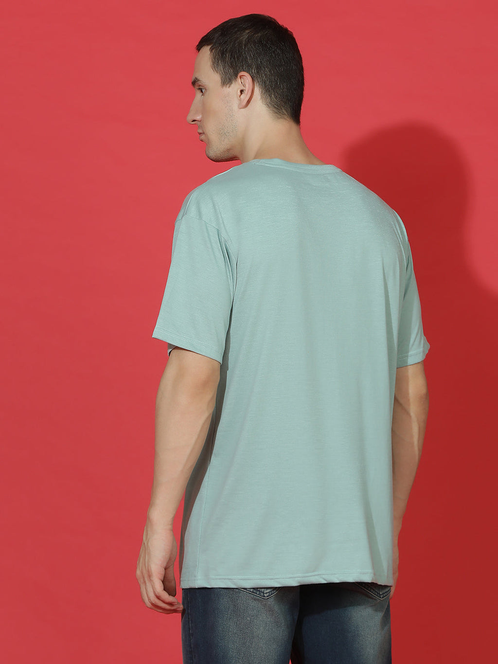 Single Jersey Oversized Round Neck Drop Shoulder Half Sleeve T-Shirt