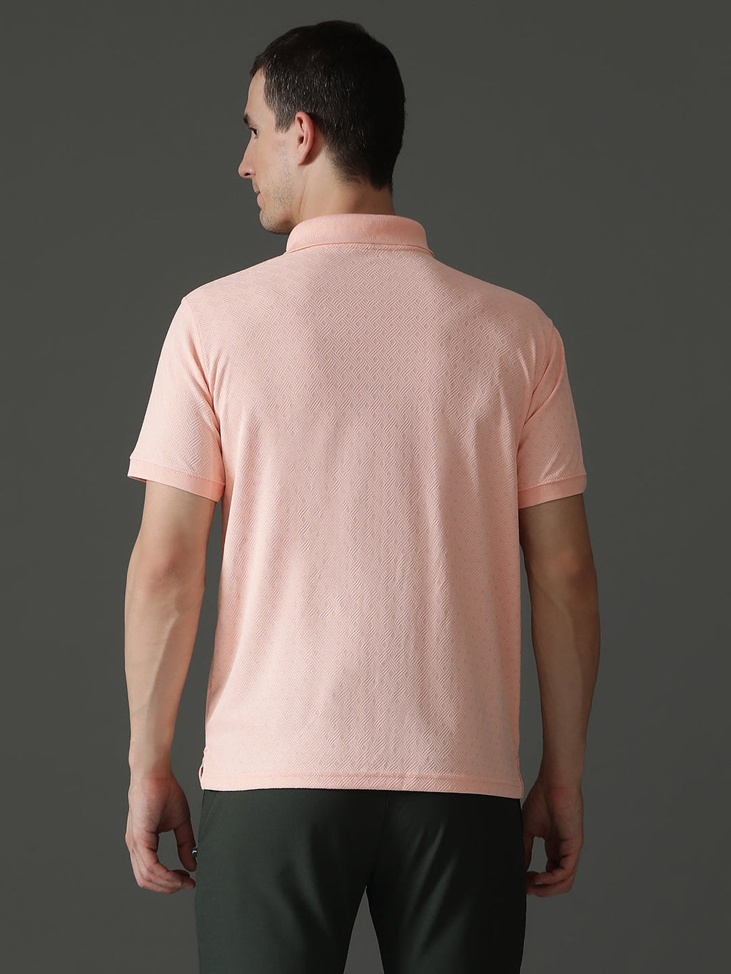 Dryfit Polyester Jacquard Textured Polo Neck Half Sleeve T-Shirt