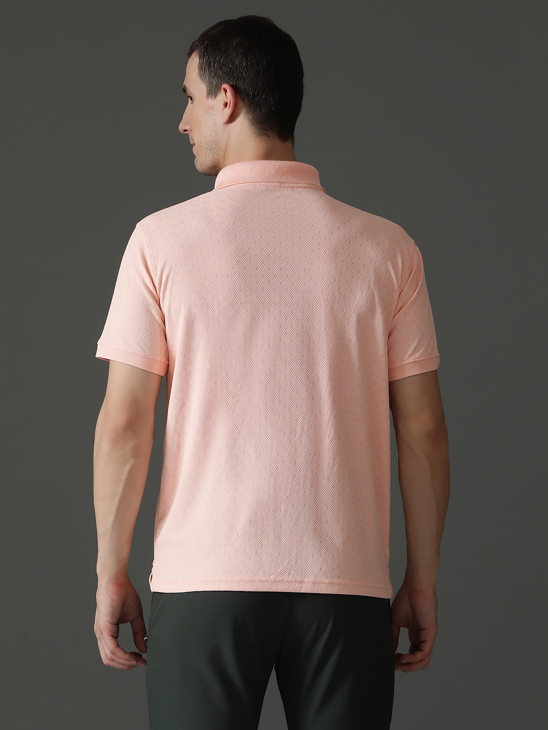 Dryfit Polyester Jacquard Textured Polo Neck Half Sleeve T-Shirt