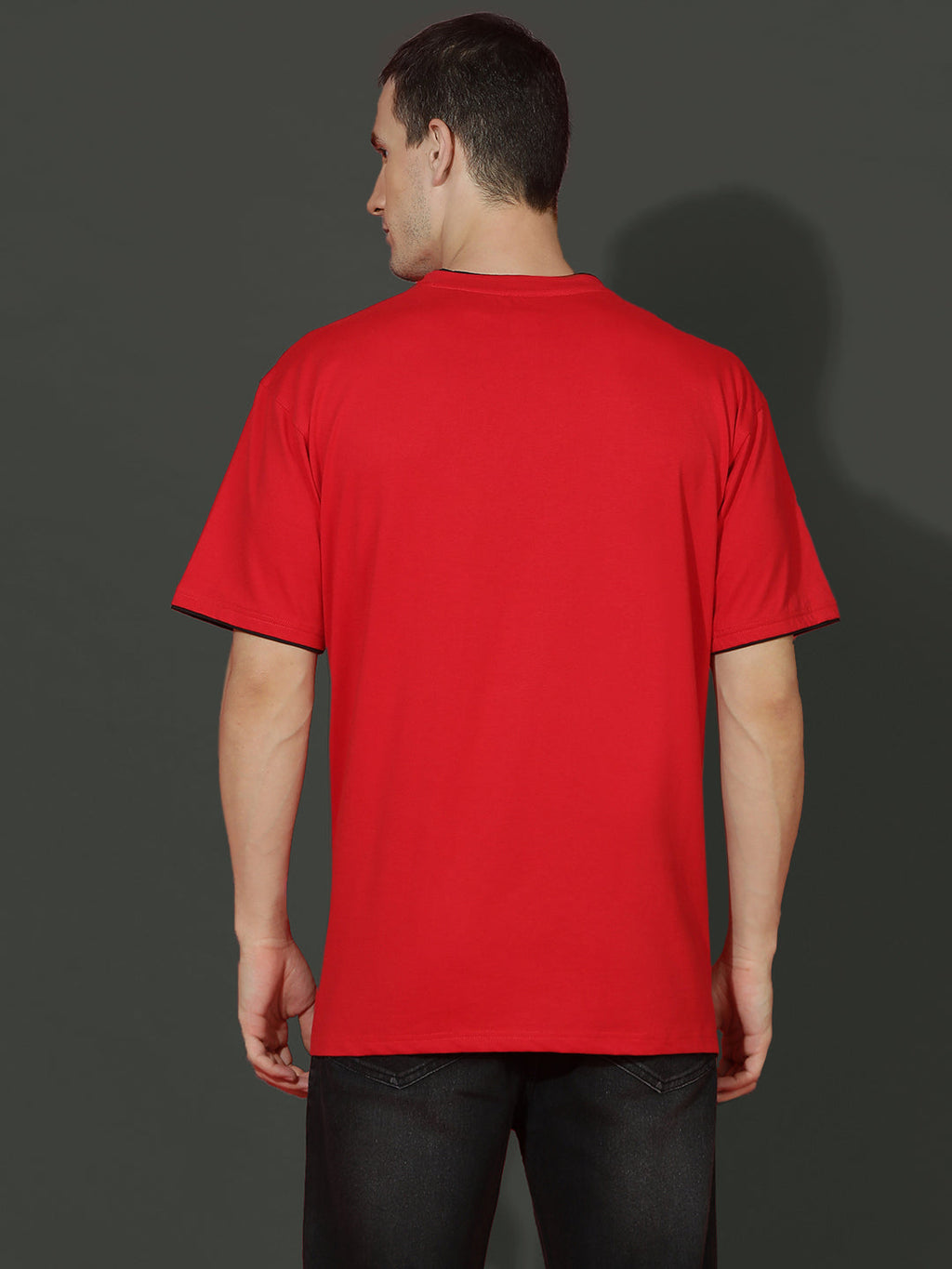 Single Jersey Oversized Round Neck Drop Shoulder Half Sleeve Casual T-Shirt