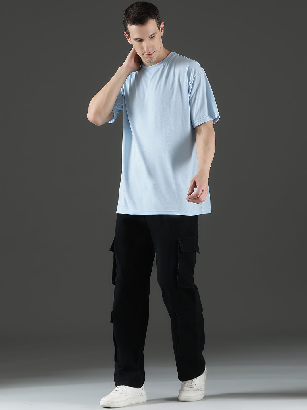 Single Jersey Oversized Round Neck Drop Shoulder Half Sleeve T-Shirt