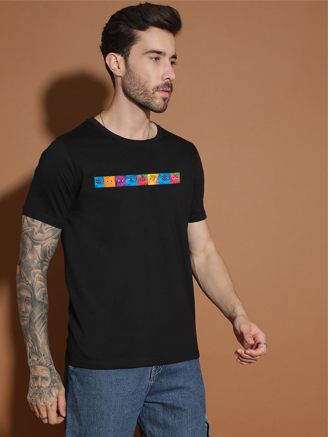 Breezer Tribe Men’s Cotton Jersey Half Sleeve Round Neck Regular Fit Printed Casual Tee