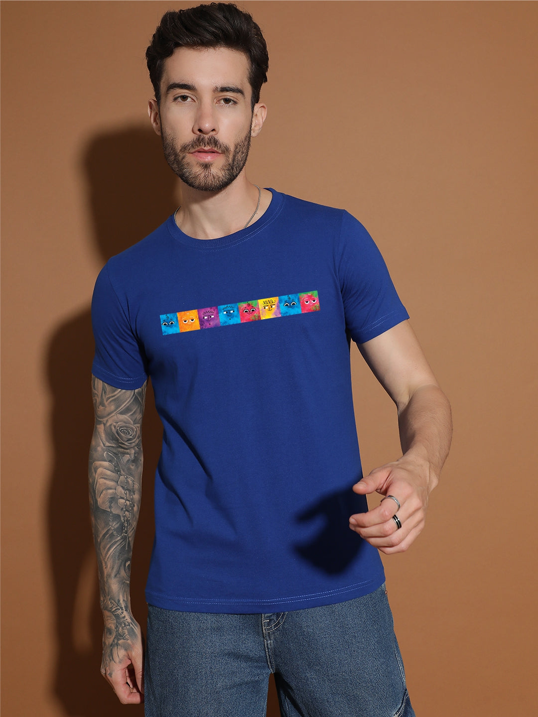 Breezer Tribe Men’s Cotton Jersey Half Sleeve Round Neck Regular Fit Printed Casual Tee