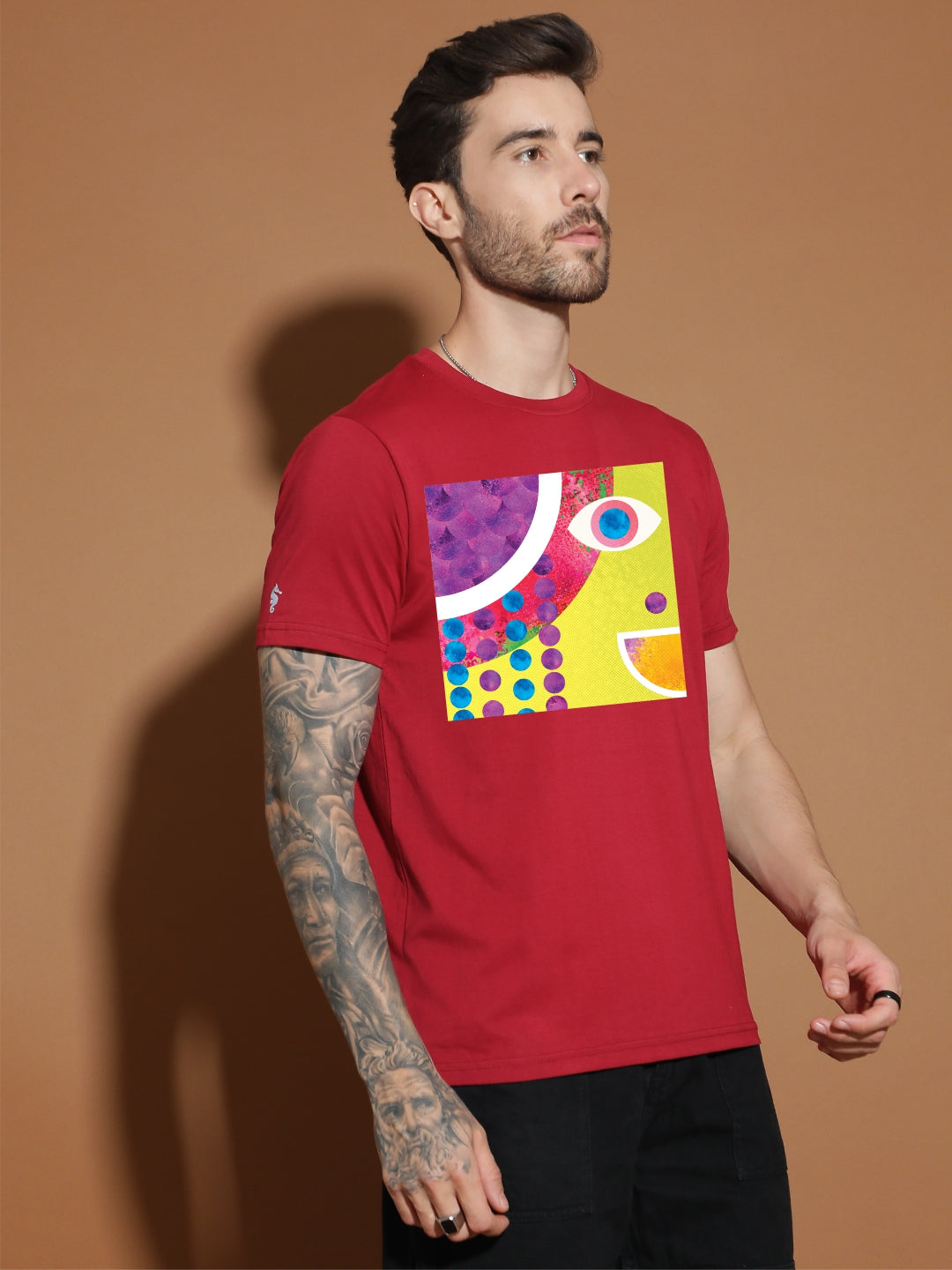 Breezer Tribe Cotton Printed Casual T-Shirt for Men | Round Neck, Half Sleeves, Regular Fit