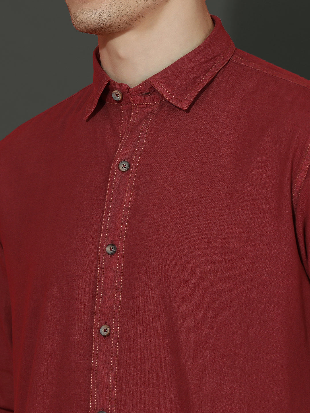 Denim Regular Fit Full Sleeve Cutaway Collar Casual Shirt