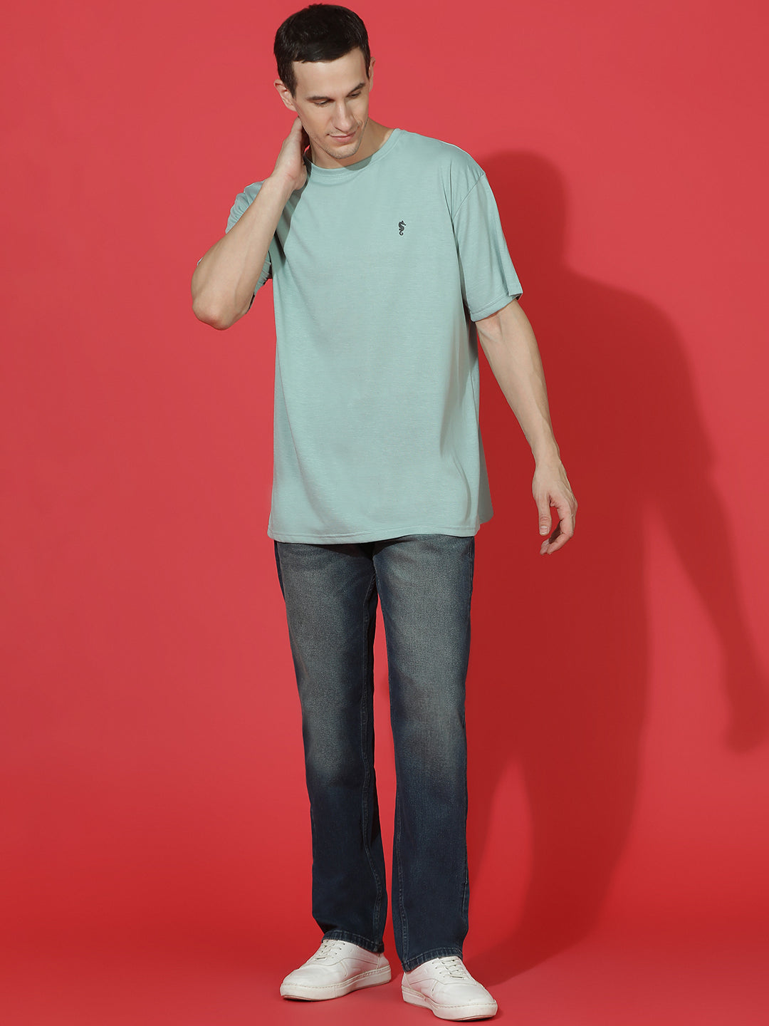 Single Jersey Oversized Round Neck Drop Shoulder Half Sleeve T-Shirt