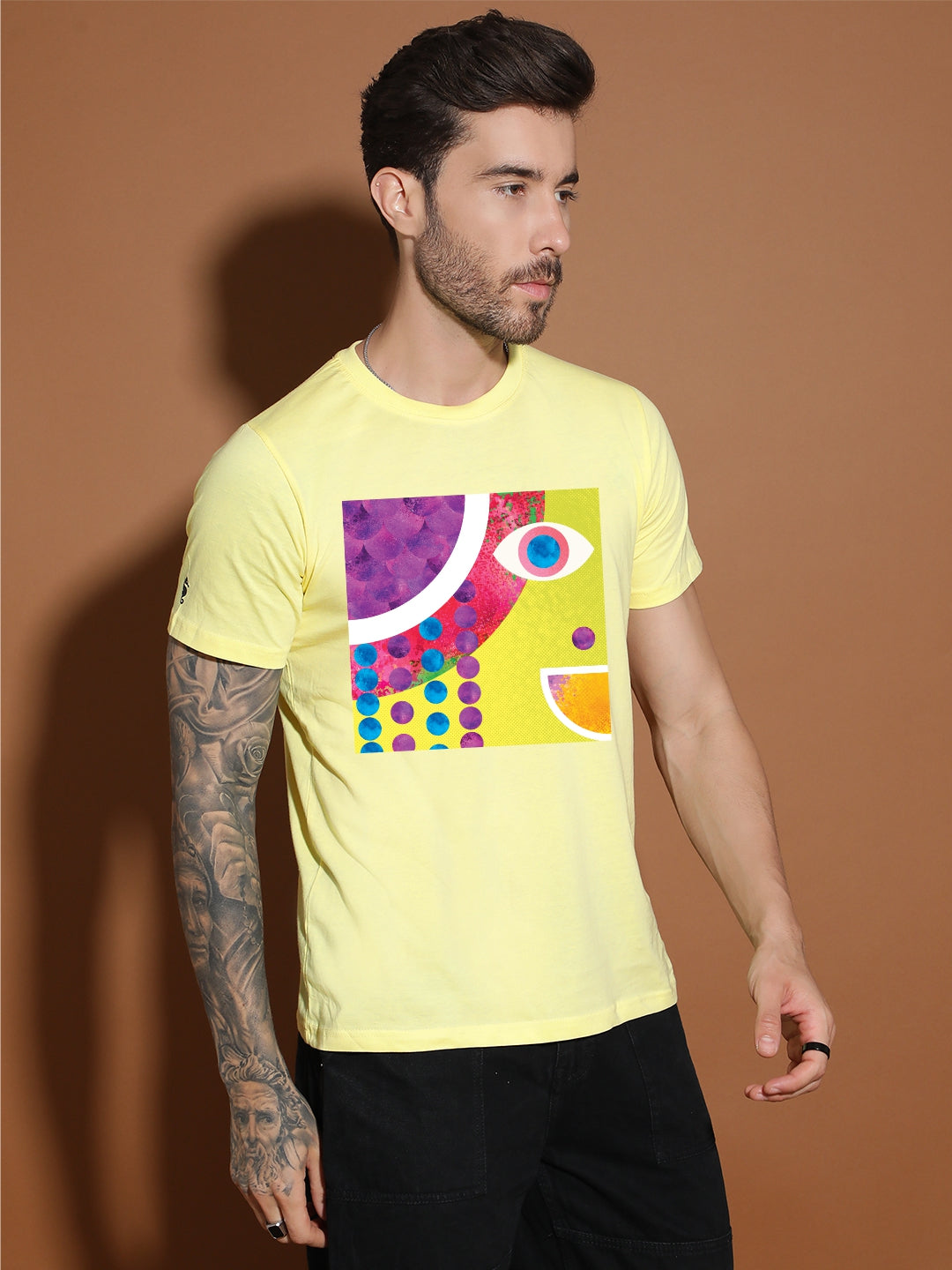 Breezer Tribe Cotton Printed Casual T-Shirt for Men | Round Neck, Half Sleeves, Regular Fit