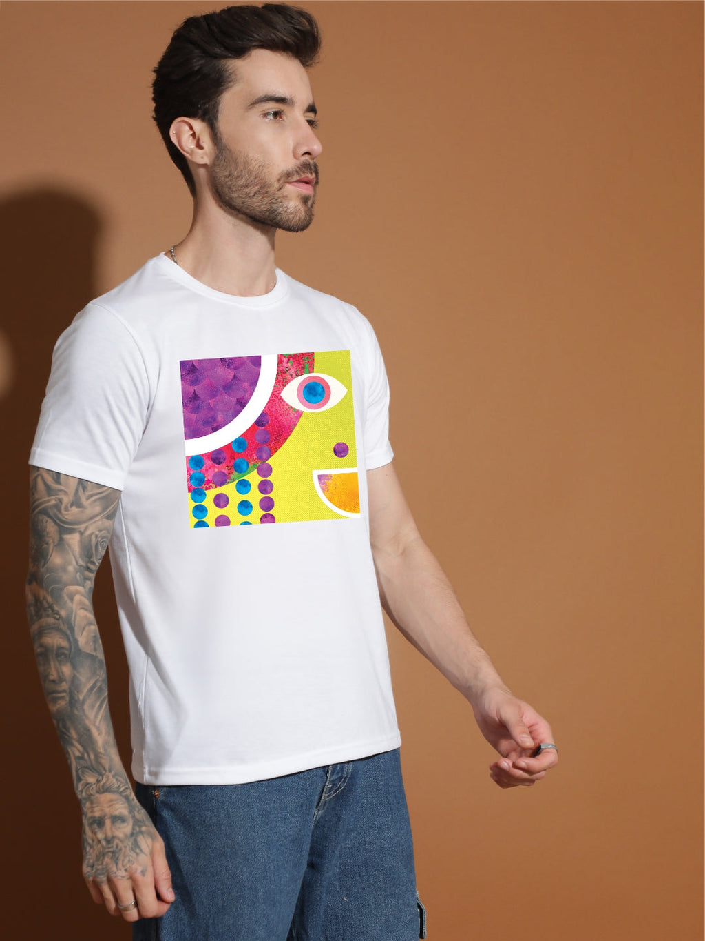 Breezer Tribe Cotton Printed Casual T-Shirt for Men | Round Neck, Half Sleeves, Regular Fit