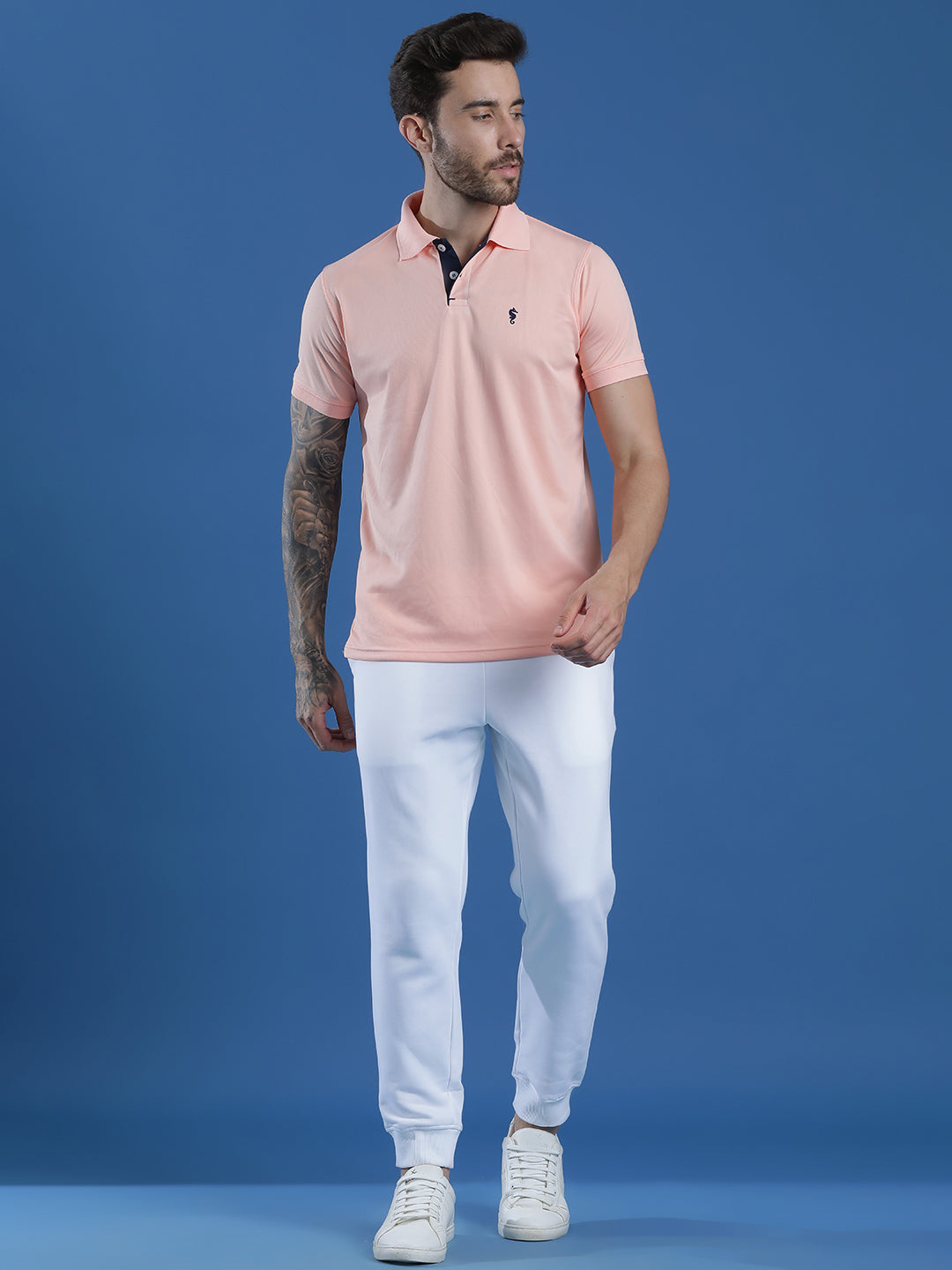 Dryfit Textured Structured Polo Neck Half Sleeve Casual T-Shirt