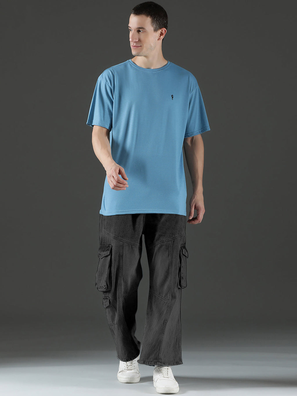 Single Jersey Oversized Round Neck Drop Shoulder Half Sleeve T-Shirt
