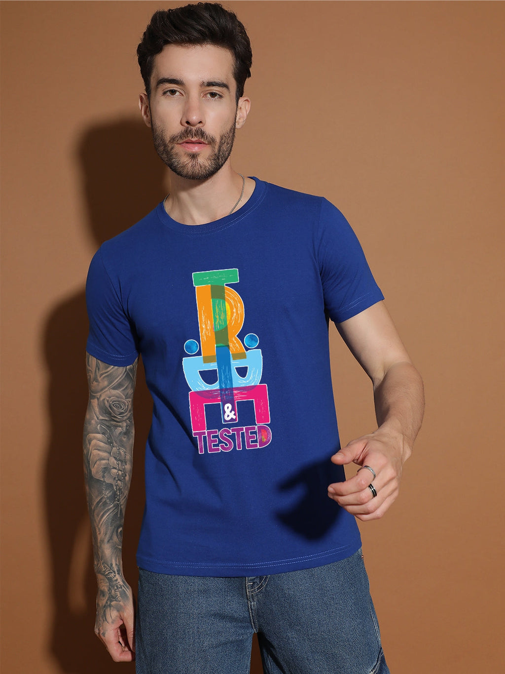 Breezer Tribe Men’s Cotton Single Jersey Round Neck Regular Fit Printed Half Sleeve Casual T-Shirt