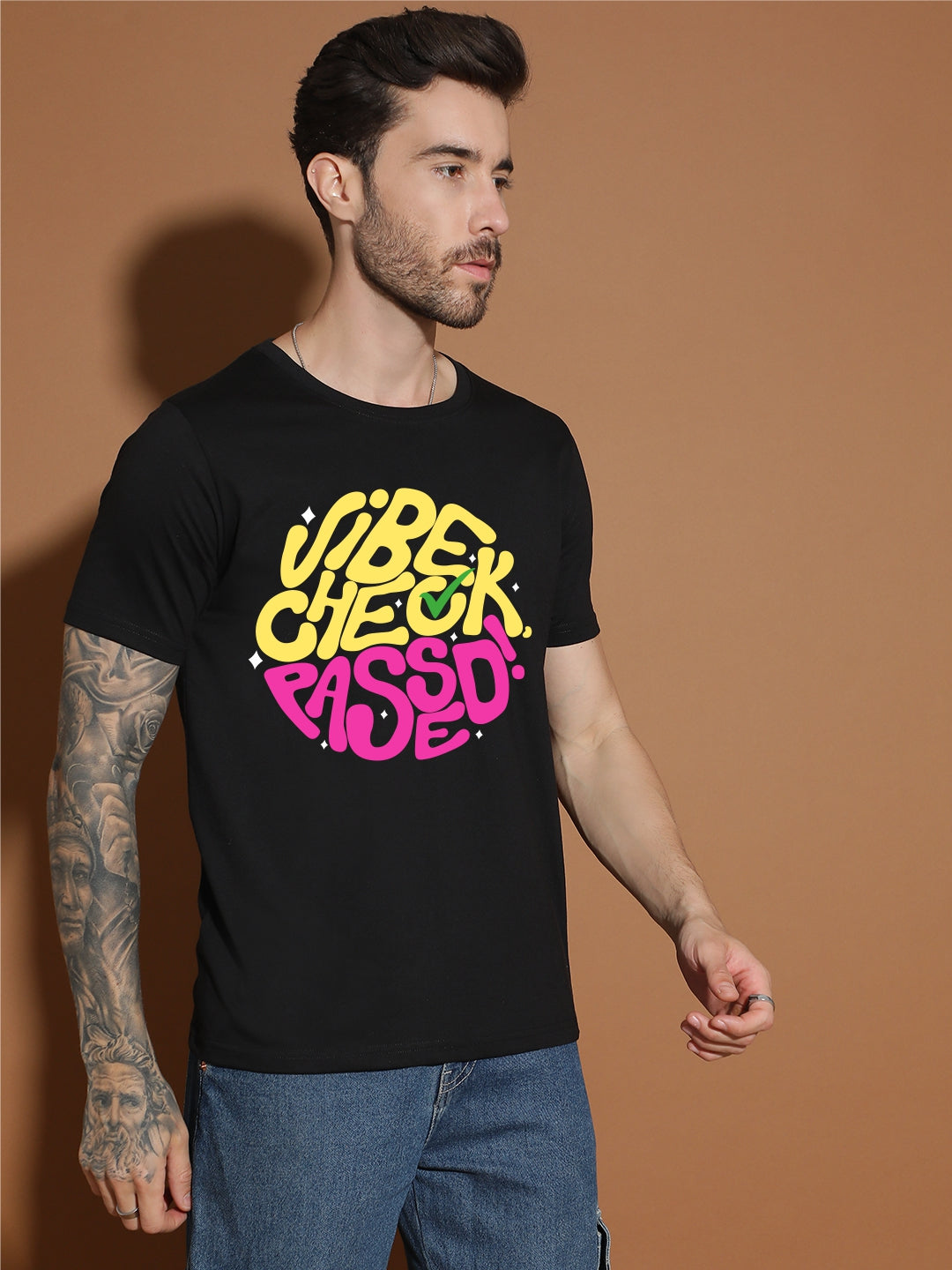 Breezer Tribe White Round Neck Cotton T-Shirt for Men | Regular Fit, Half Sleeves, Casual Printed Style