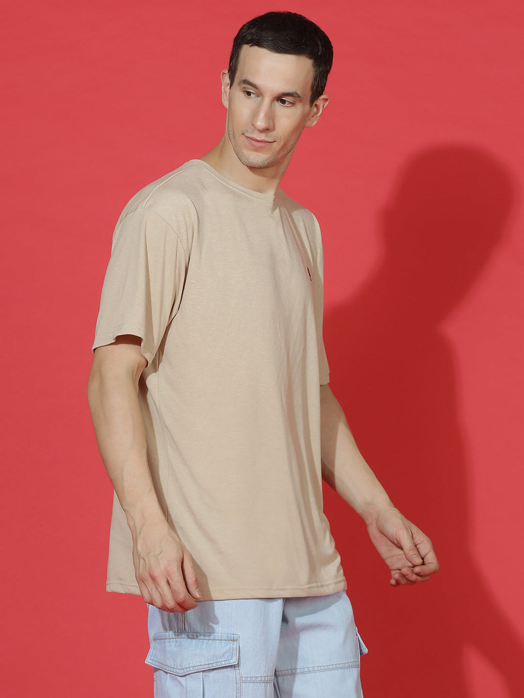 Single Jersey Oversized Round Neck Drop Shoulder Half Sleeve T-Shirt