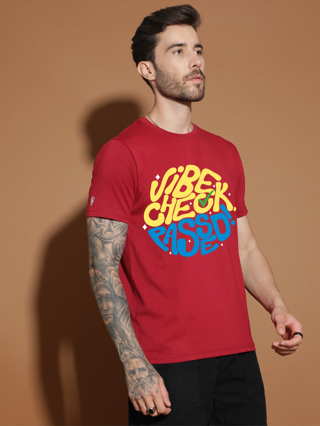 Breezer Tribe White Round Neck Cotton T-Shirt for Men | Regular Fit, Half Sleeves, Casual Printed Style